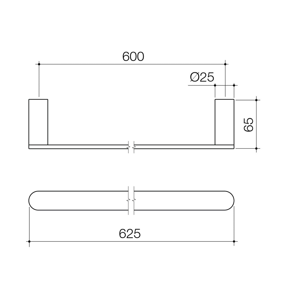 Caroma Urbane® II 825mm Single Towel Rail (99625B, 99625BB, 99625BN, 99625C)