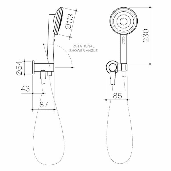 Caroma Urbane® II Hand Shower (99633B4E, 99633BB4E, 99633BN4E, 99633C4E)