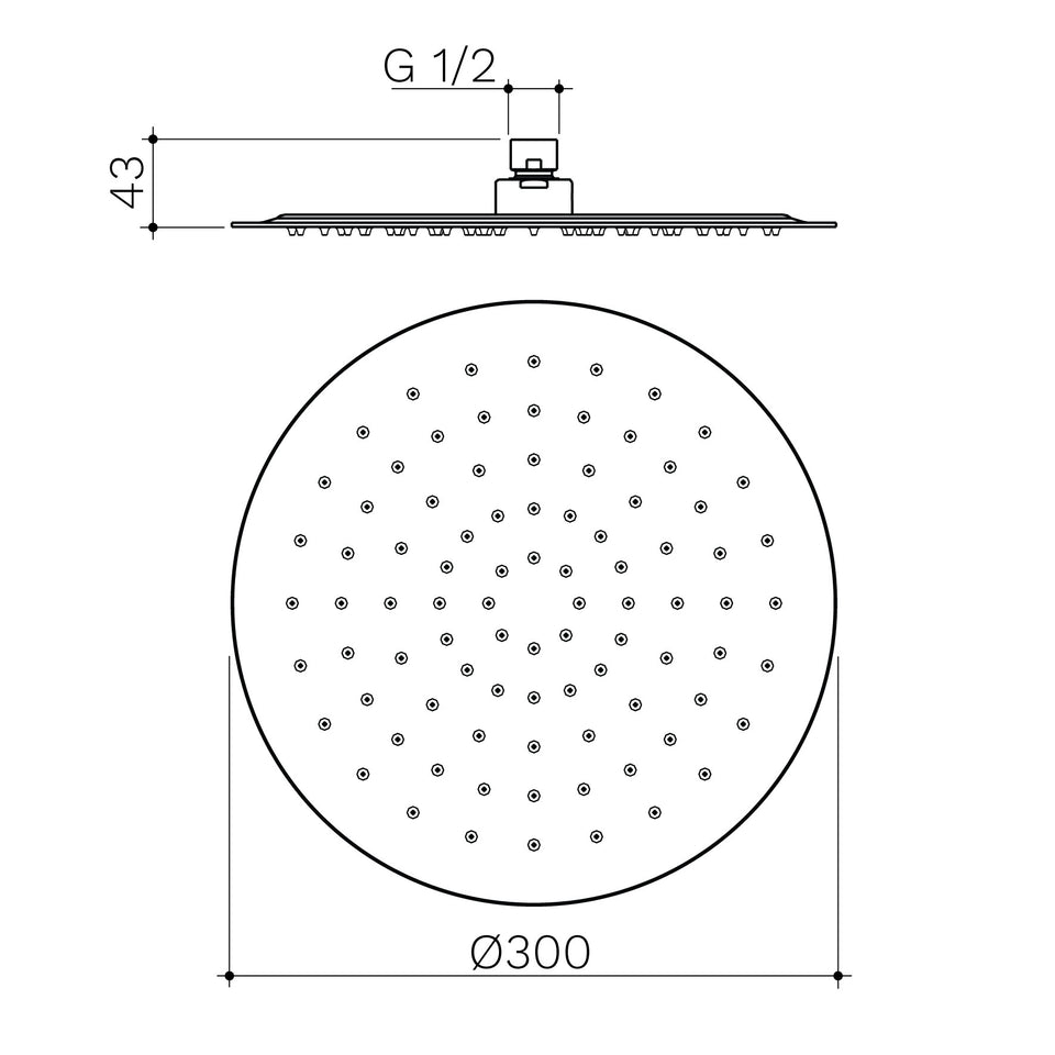 Caroma 300mm Round Rain Shower (99634B3A, 99634BB3A, 99634BBZ3A, 99634BN3A)