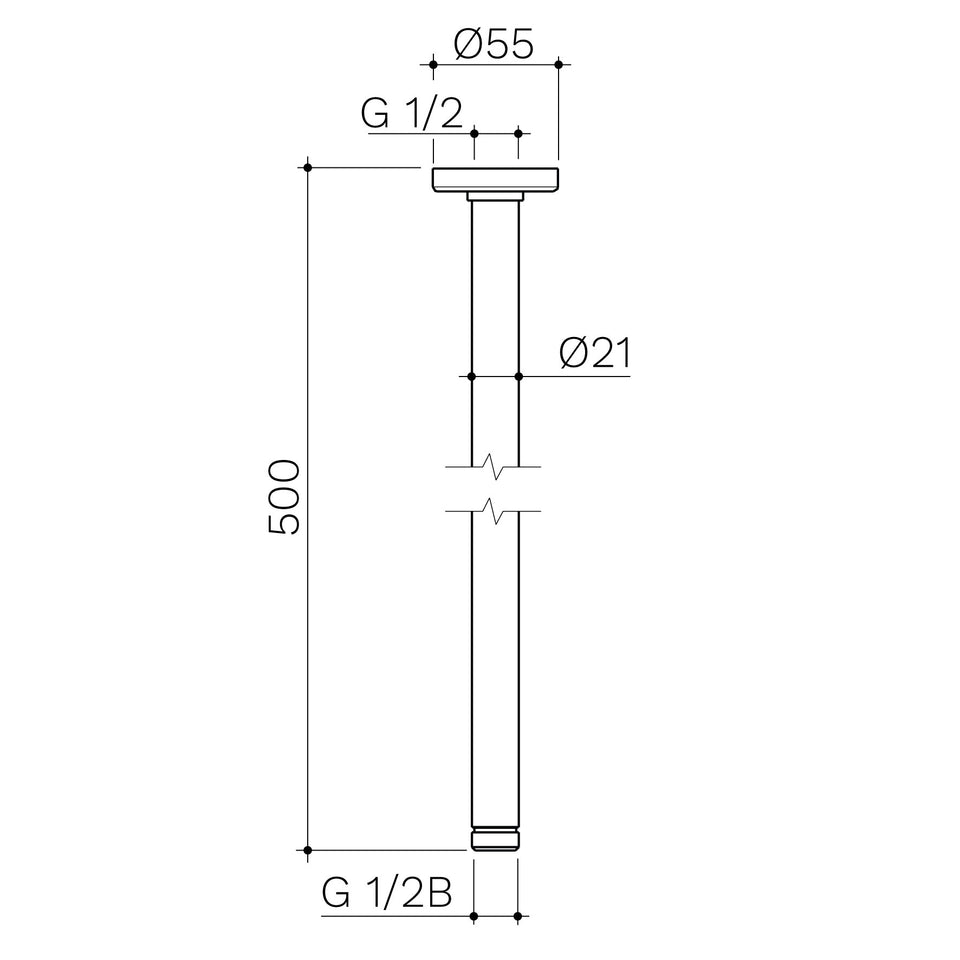 Caroma Urbane® II 500mm Ceiling Shower Arm - Gunmetal (99640GM)