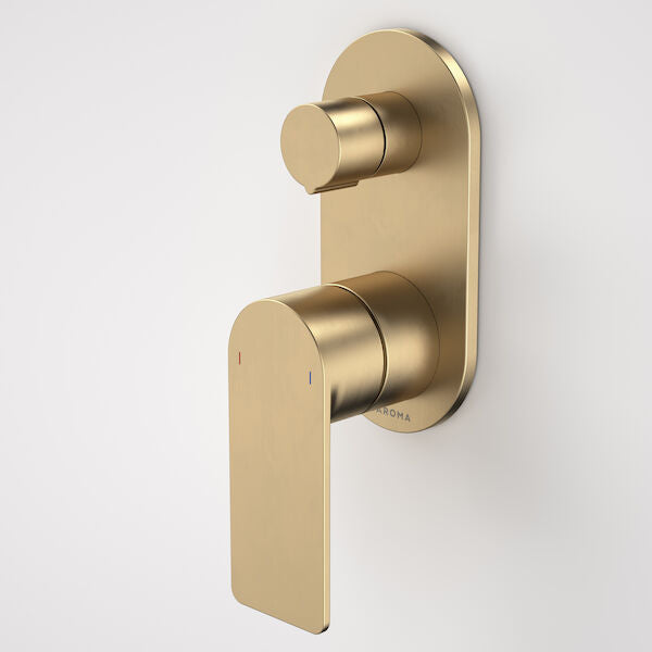 Caroma Urbane® II Bath / Shower Mixer With Diverter - Round Cover Plate - Brushed Brass (99656BB)
