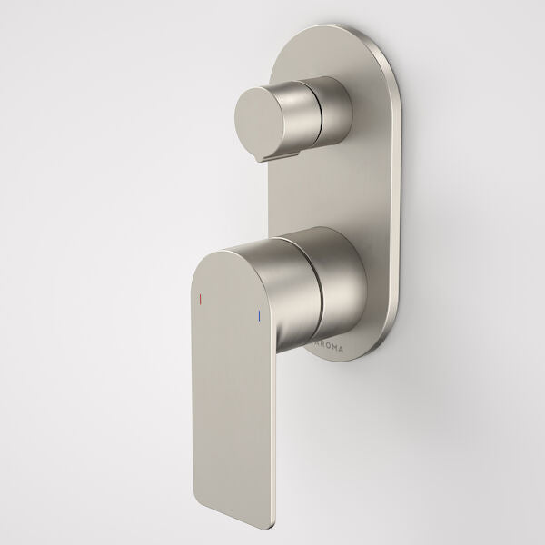 Caroma Urbane® II Bath / Shower Mixer With Diverter - Round Cover Plate - Brushed Nickel (99656BN)