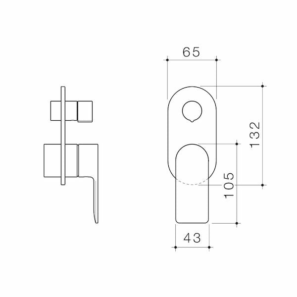 Caroma Urbane II Bath / Shower Mixer With Diverter Trim Kit - Round Cover Plate