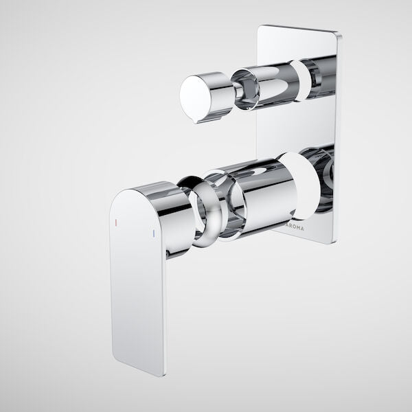 Caroma Urbane II Bath / Shower Mixer With Diverter Trim Kit - Rectangular Cover Plate - Chrome (99662C)
