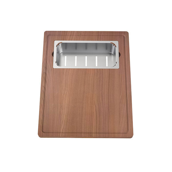 Clark Prism Chopping Board and Stainless Steel Colander Set - Wood (A0191)