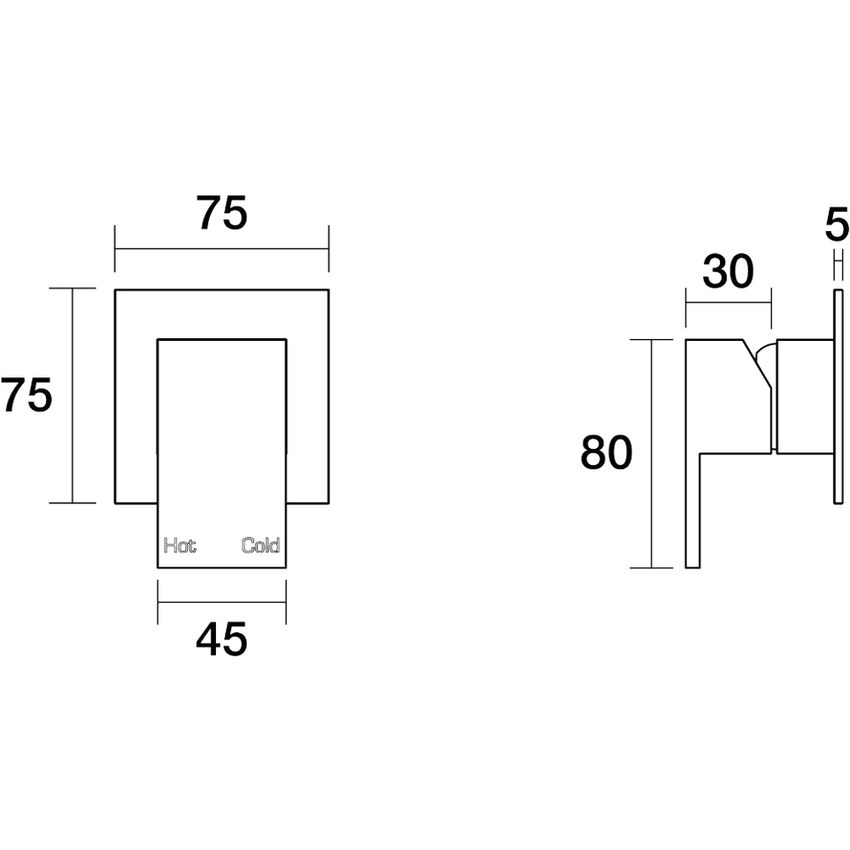 PAR Taps Burj Wall Mixer Shower Optional Small Back Plate technical drawing (A20.031.2)