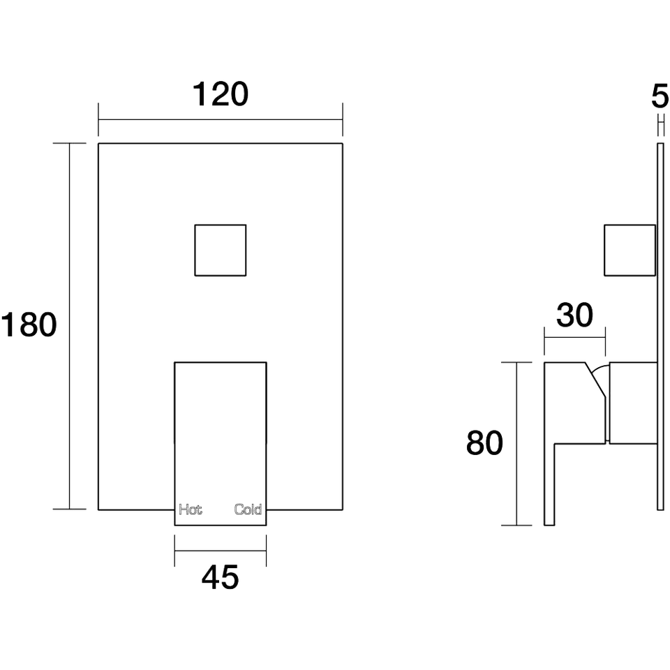 PAR Taps Burj Divertor Mixer on Plate technical drawing (A20.051.1)