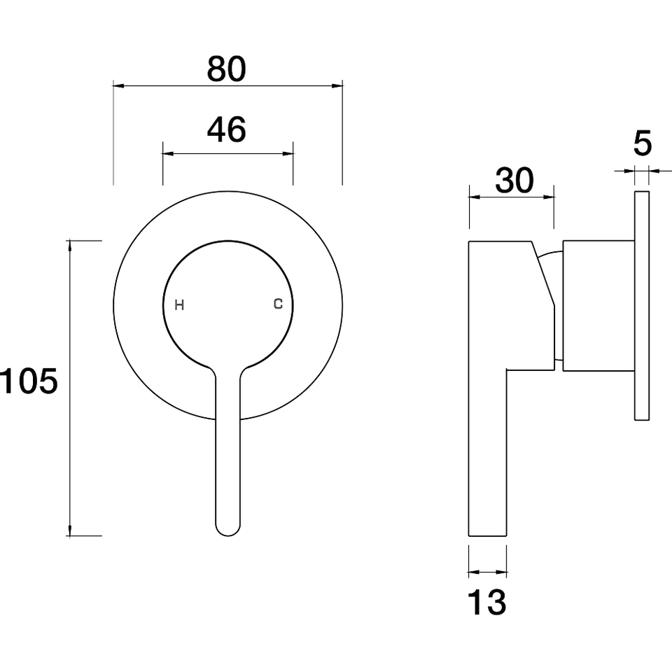 PAR Taps Fuze Wall Mixer Shower technical drawing (A25.031.1)