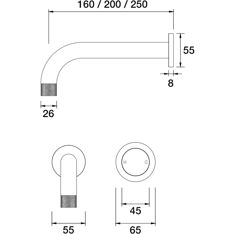 PAR Taps IDK Bath Wall Mixer On Plate
