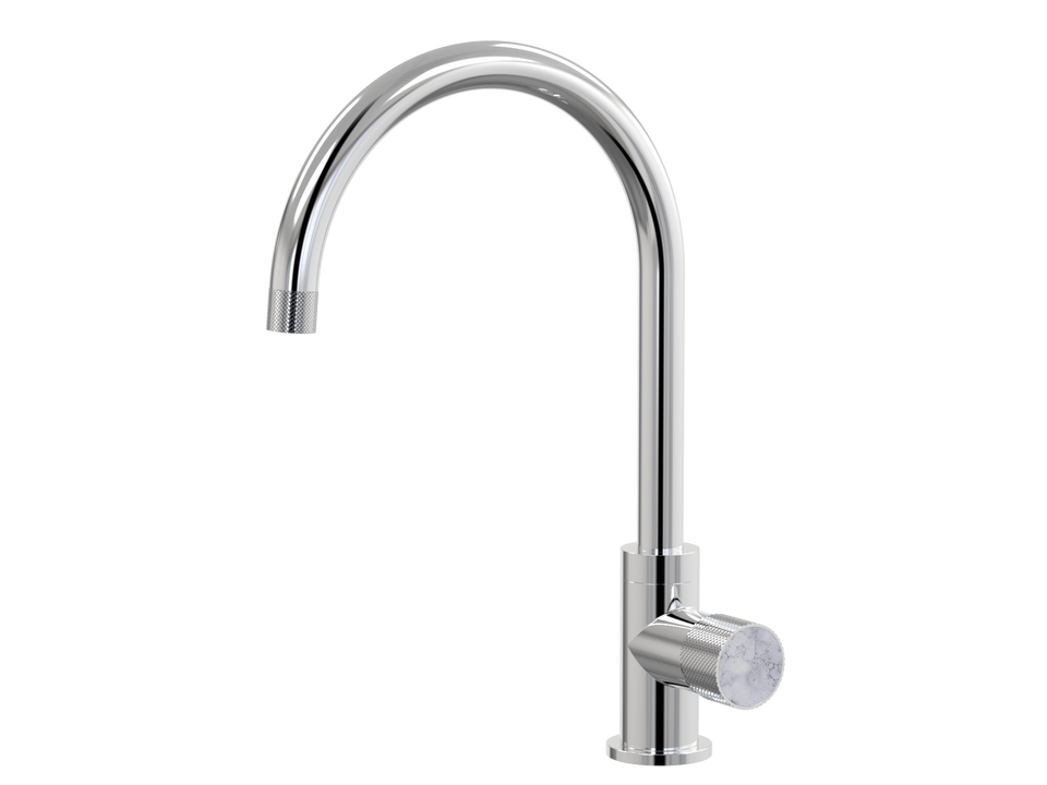 PAR Taps IDK Marble Sink Gooseneck Mixer Carrara Marble - Chrome (A39.026.1.01)