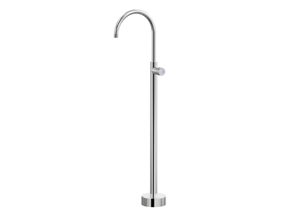 PAR Taps IDK Marble Floor Bath Filler Mixer - Gooseneck Carrara Marble - Chrome (A39.072.1.01)
