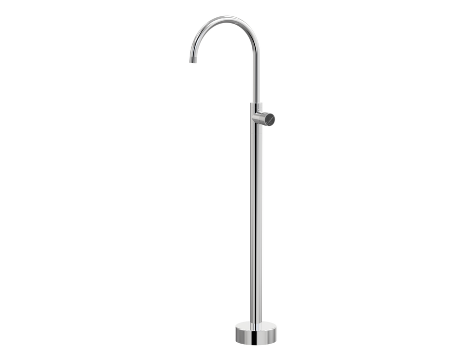 PAR Taps IDK Marble Floor Bath Filler Mixer - Gooseneck Nero Marquina Marble - Chrome (A39.072.2.01)