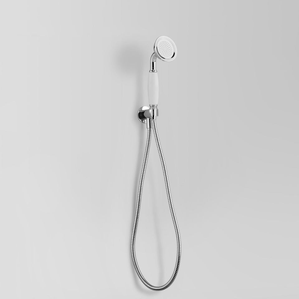 Astra Walker A51.42.V5 Wall Mtd Hand Shower with White Porcelain Handpiece & Integrated Holder/Elbow