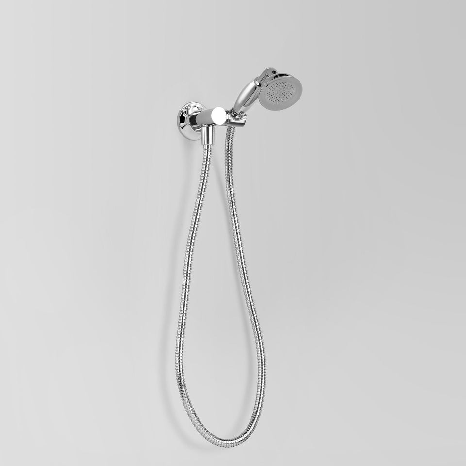 Astra Walker A51.42.V7 Wall Mtd Hand Shower with White Porcelain Handpiece & Integrated Swivel Holder/Elbow