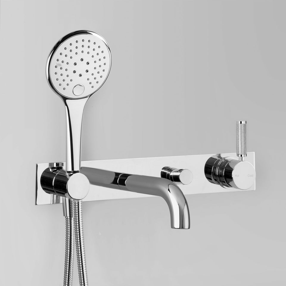 Astra Walker A68.06.48.42.V5.KN Wall Set with Multi-Function Hand Shower, Diverter & Mixer on Backplate