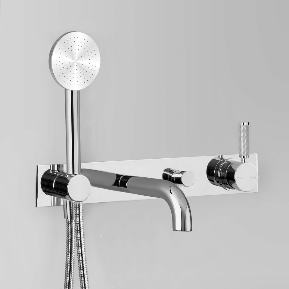 Astra Walker A68.06.48.42.V5.M.KN Wall Set with Single-Function Hand Shower, Diverter & Mixer on Backplate
