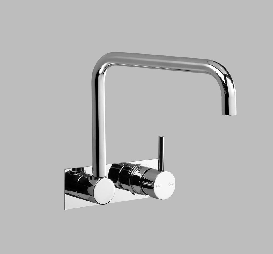 Astra Walker A69.28.48.BP.V2 Wall Mixer Set with Square Swivel Spout on Backplate
