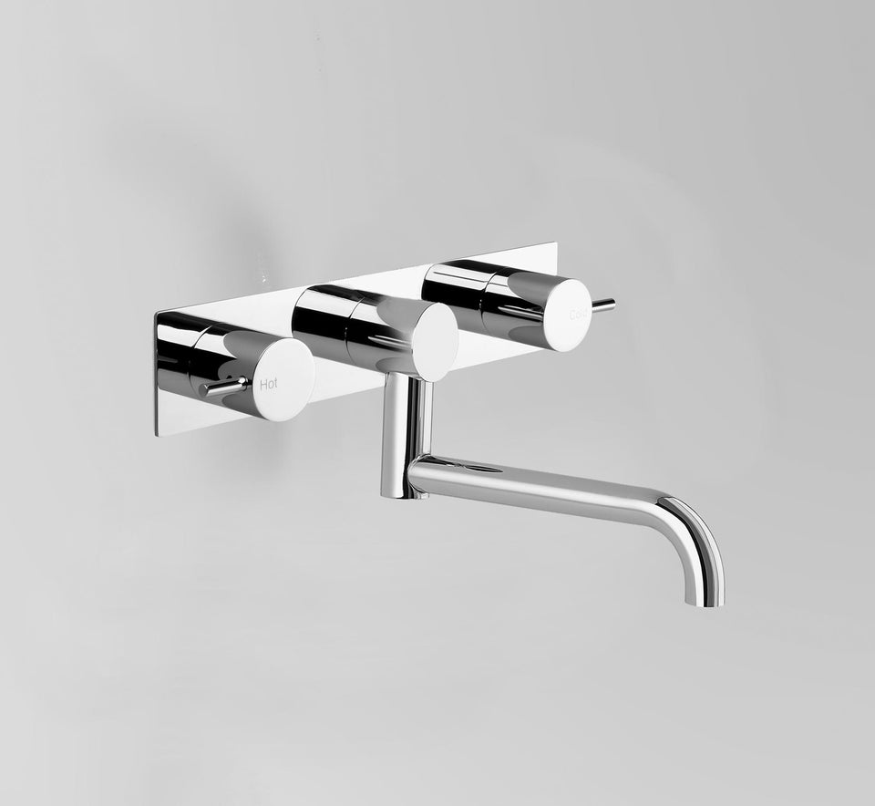 Astra Walker A69.29.BP Wall Set with Underslung Swivel Spout on Backplate