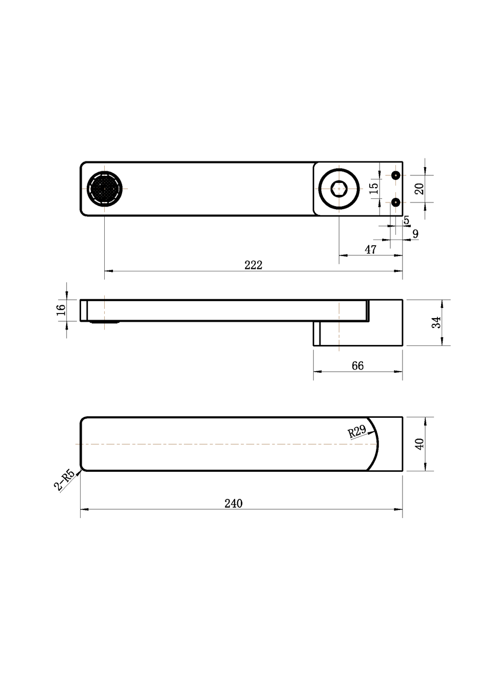 Modern National Ardmore Swivel Bath Spout technical drawing (ADM0011)