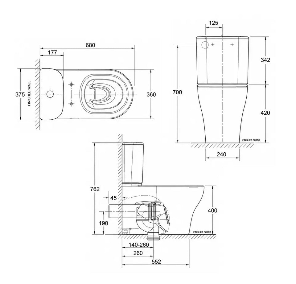 American Standard Cygnet Hygiene Rim Round CCBTW - Back Inlet