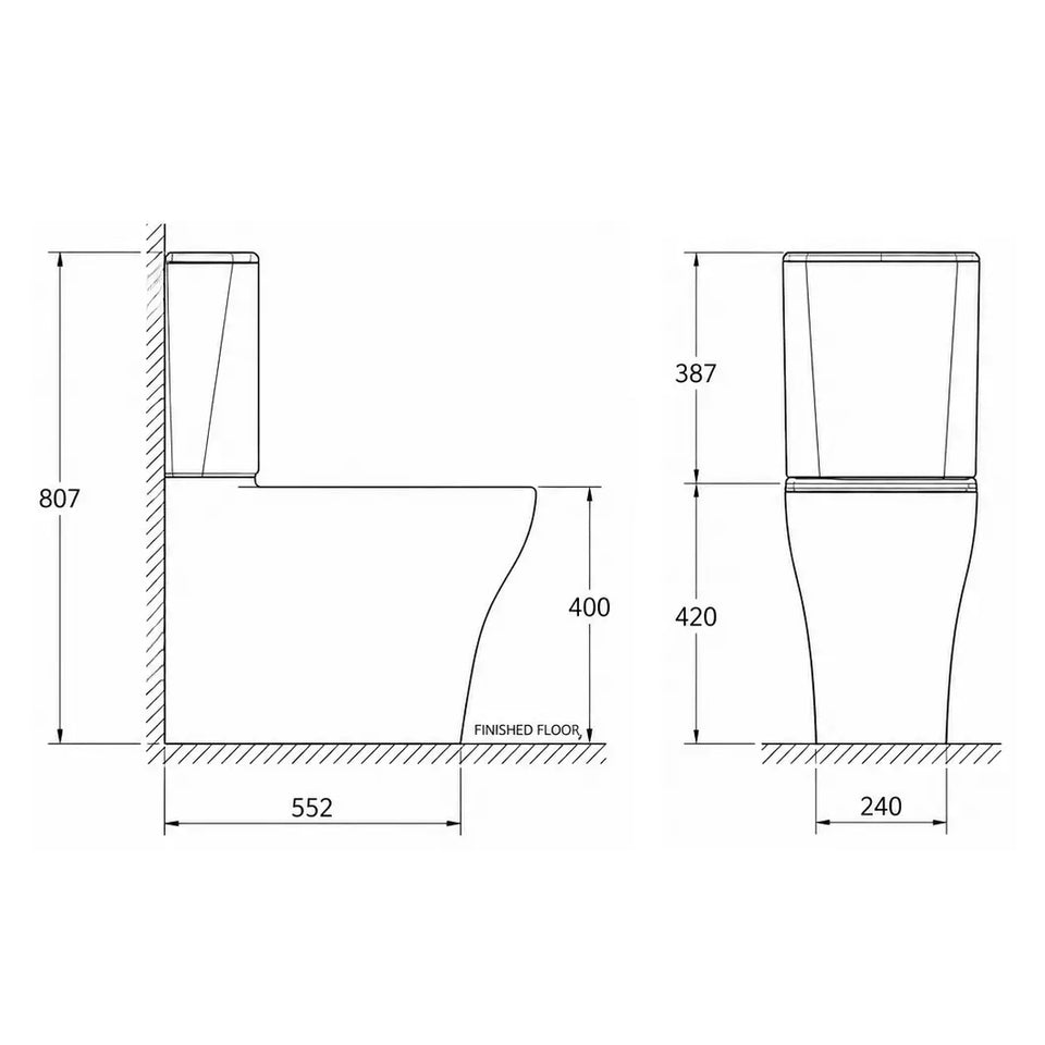American Standard Cygnet Hygiene Rim Square CCBTW - Back Inlet