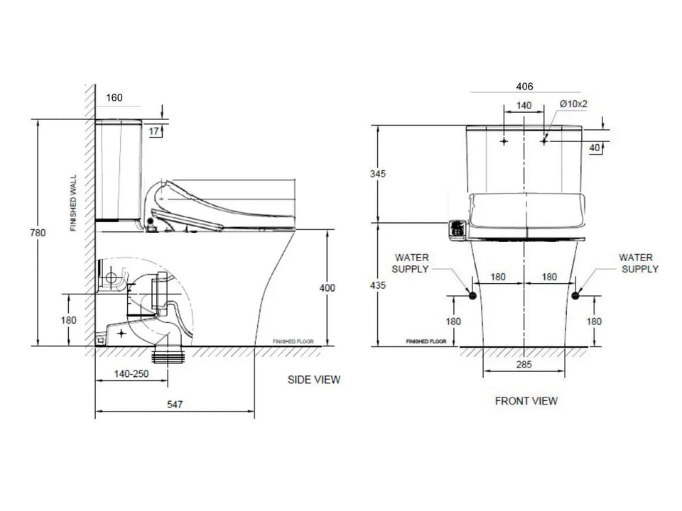 American Standard Signature Hygiene Rim CCBTW - Back Inlet with SpaLet E-Bidet Seat