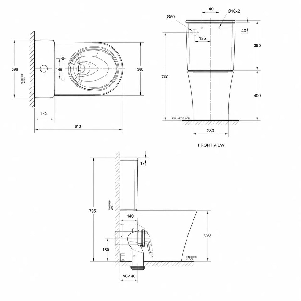 American Standard Heron Hygiene Rim CCBTW - Back Inlet