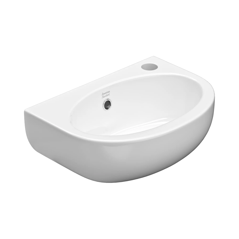 American Standard Studio 350 Wall Basin - 1 Tap Hole - Overflow - Inc Fixing Kit