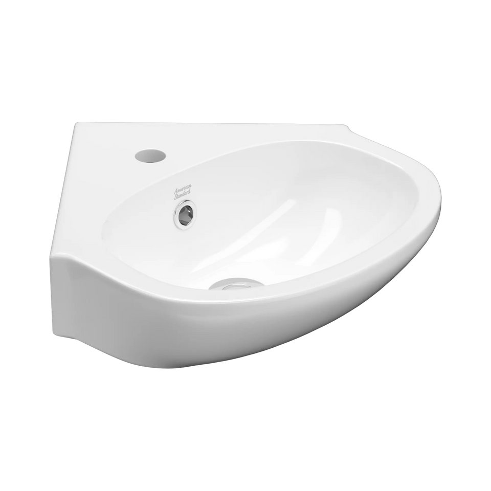 American Standard Studio 450 Corner Wall Basin - 1 Tap Hole Overflow - Inc Fixing Kit