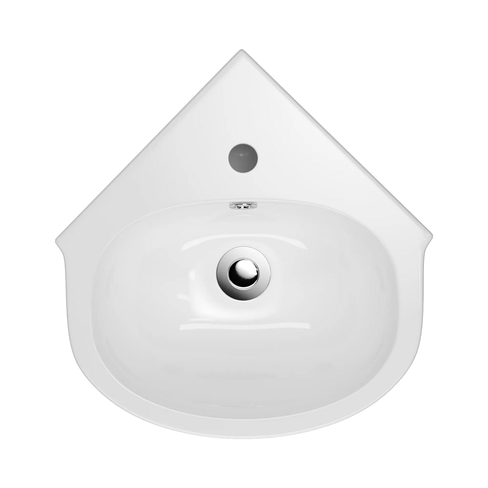 American Standard Studio 450 Corner Wall Basin - 1 Tap Hole Overflow - Inc Fixing Kit