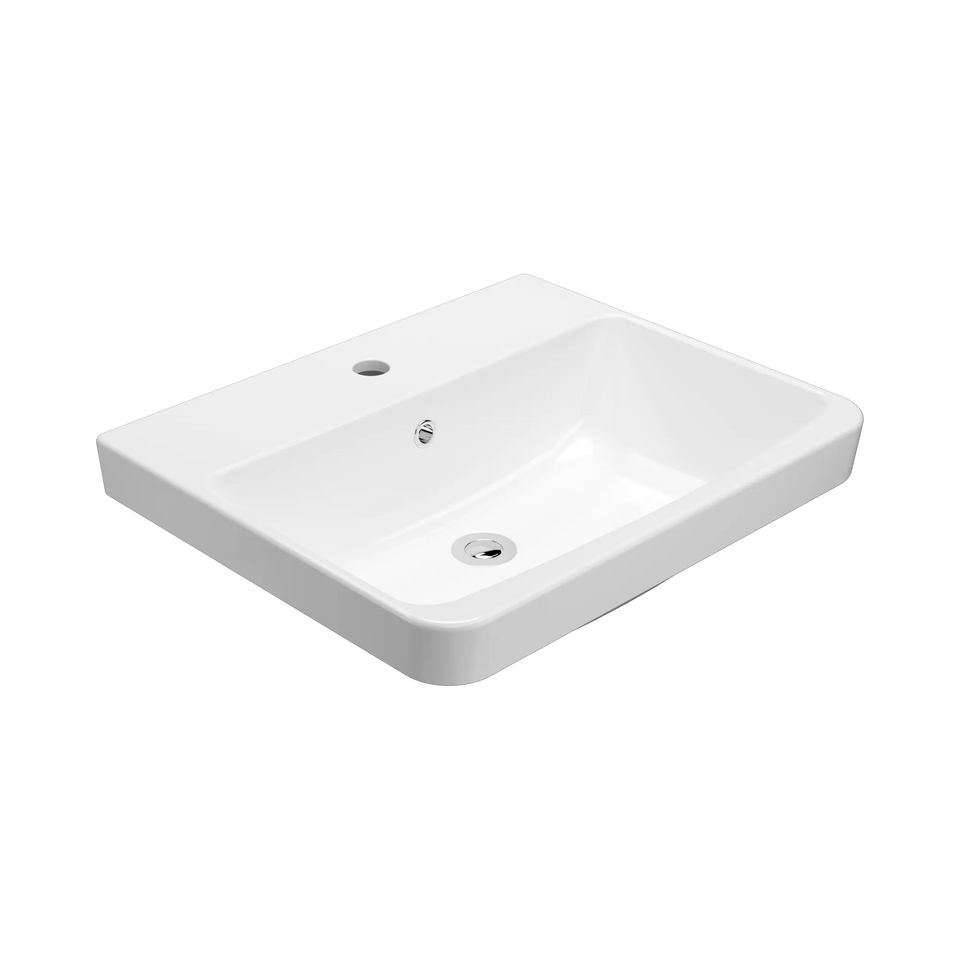 American Standard Heron Square 500 Semi Inset Basin - 1 Taphole - Overflow