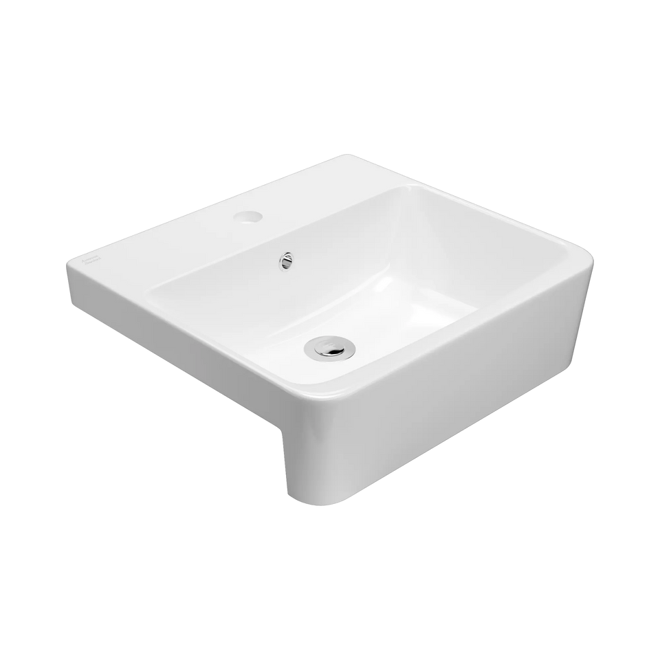 American Standard Heron Square 500 Semi Recessed Basin - 1 Taphole - Overflow