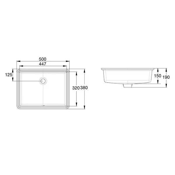 American Standard Heron Square 500 Under Counter Basin - Overflow