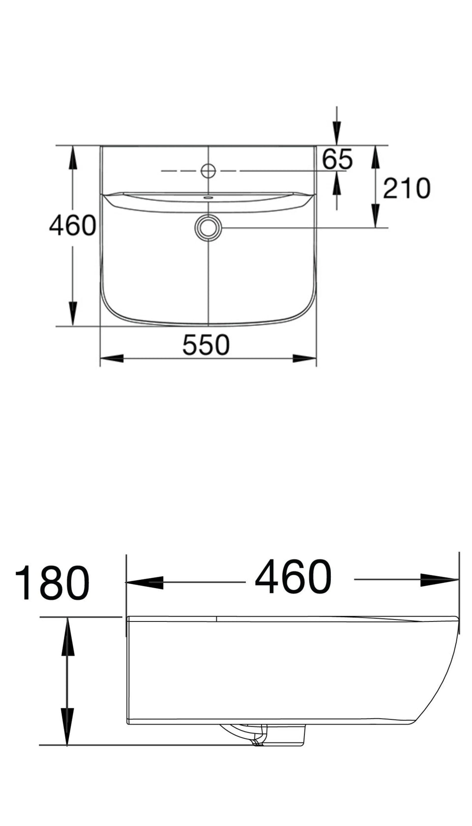 American Standard Cygnet 550 Wall Basin - No Taphole - Overflow - Inc Fixing Kit