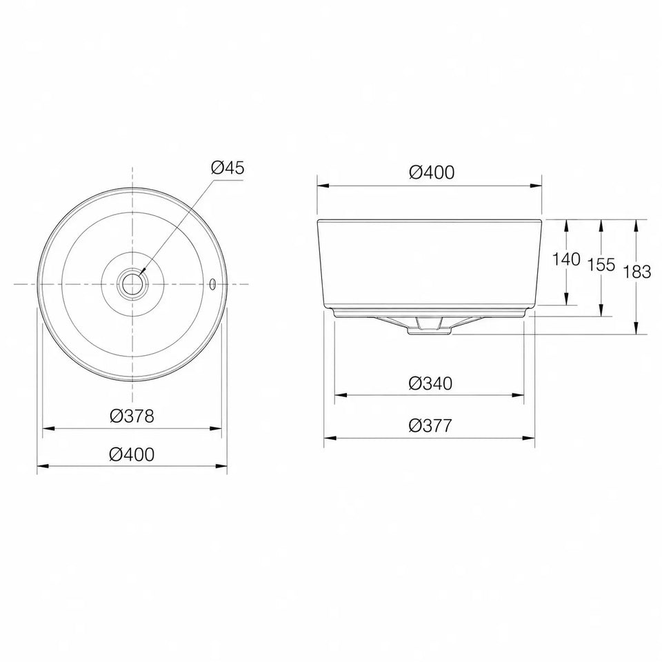 American Standard Cygnet 400 Round Vessel Basin - Overflow