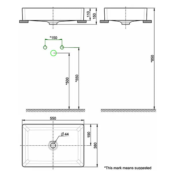 American Standard Acacia 550 SupaSleek Vessel - No Overflow
