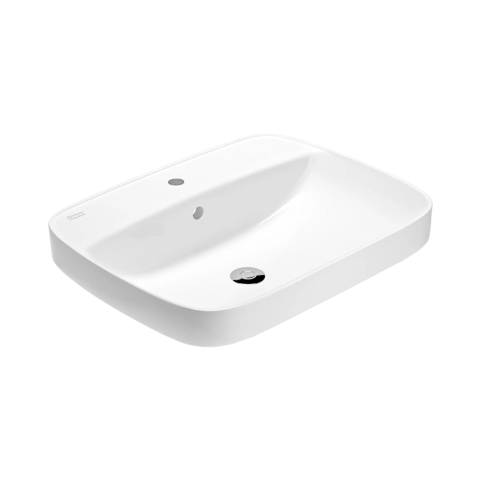 American Standard Signature 550 Semi Inset Basin - 1 Tap Hole - Overflow