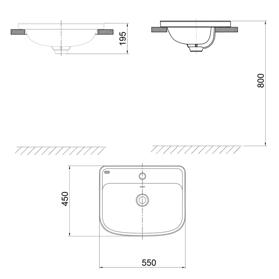 American Standard Loven 550 Vanity Basin - 1 Tap Hole - Overflow
