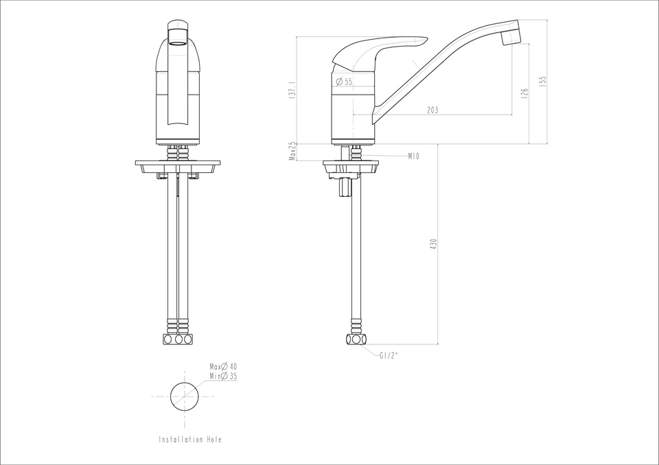 American Standard Studio Saga Tubular Sink Mixer Tap
