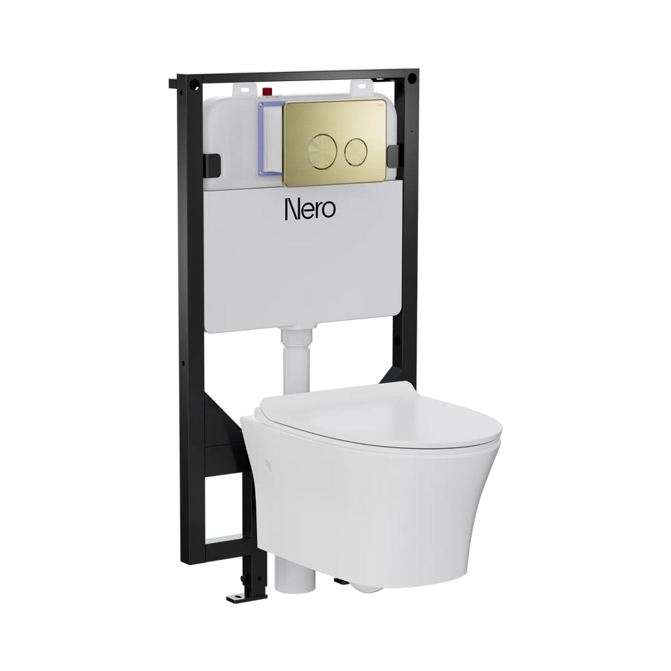 American Standard Signature Hygiene Rim Wall Hung Pan With CrystaSleek Seat With R&T In-wall Cistern and Push Plate
