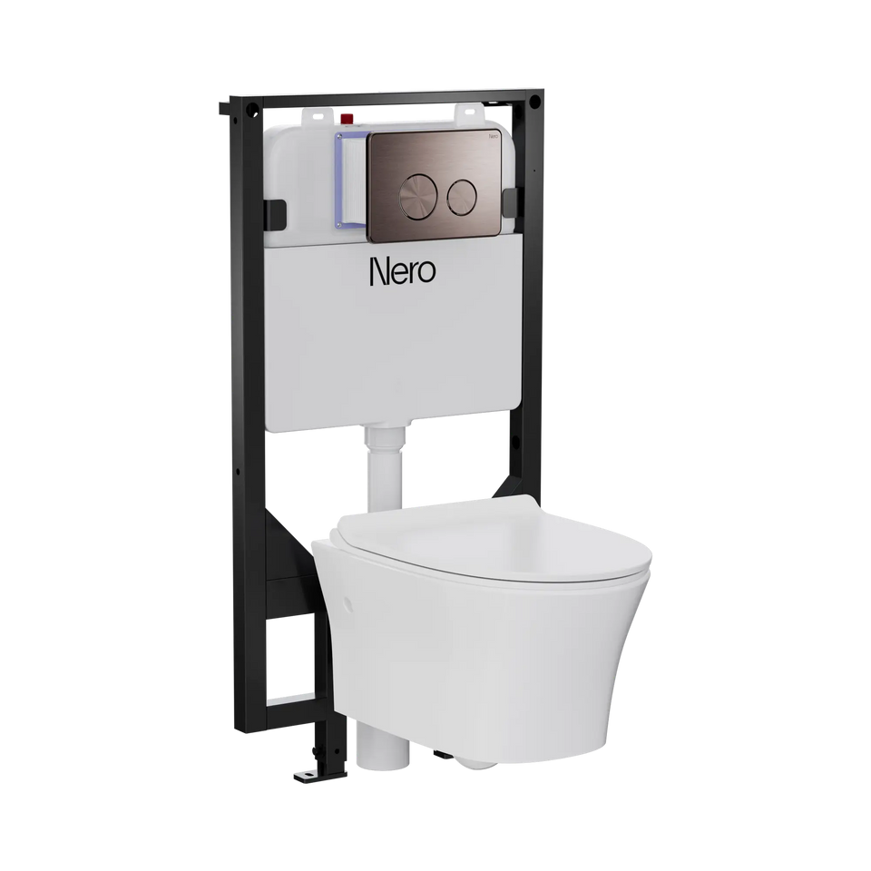 American Standard Signature Hygiene Rim Wall Hung Pan With CrystaSleek Seat With R&T In-wall Cistern and Push Plate