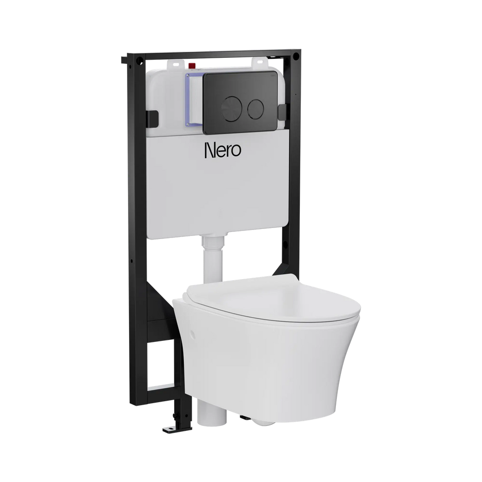 American Standard Signature Hygiene Rim Wall Hung Pan With CrystaSleek Seat With R&T In-wall Cistern and Push Plate