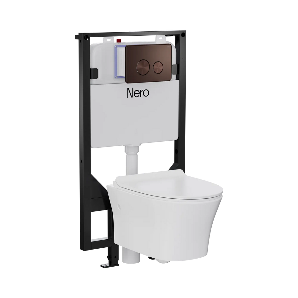 American Standard Signature Hygiene Rim Wall Hung Pan With CrystaSleek Seat With R&T In-wall Cistern and Push Plate