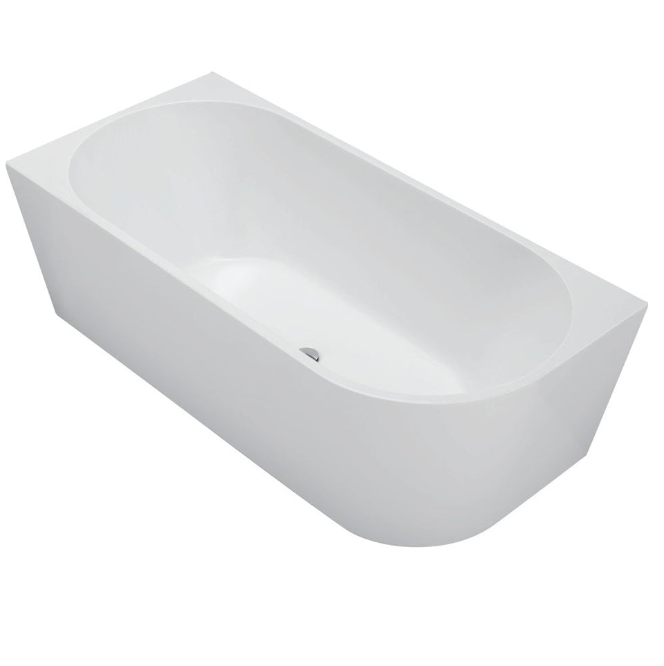 Auris Corner Back to Wall Bathtub Gloss White - back view