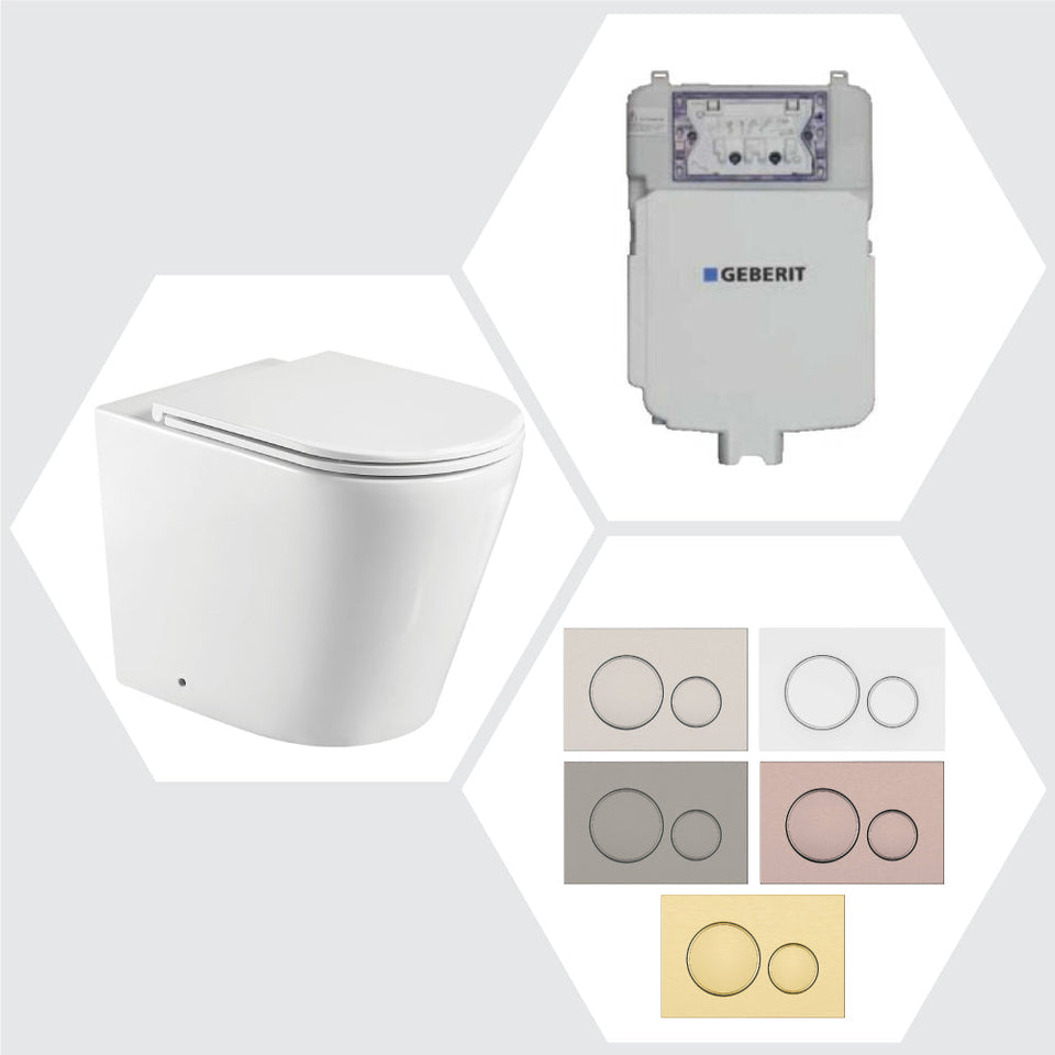 Geberit Sigma 8 Milan Rimless In Wall Cistern Toilet Suite Colour Buttons