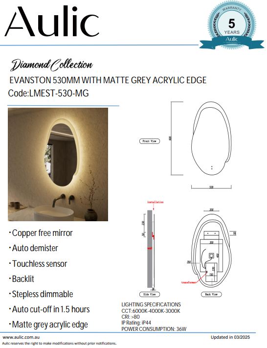 Aulic Evanston Asymetrical LED Mirror