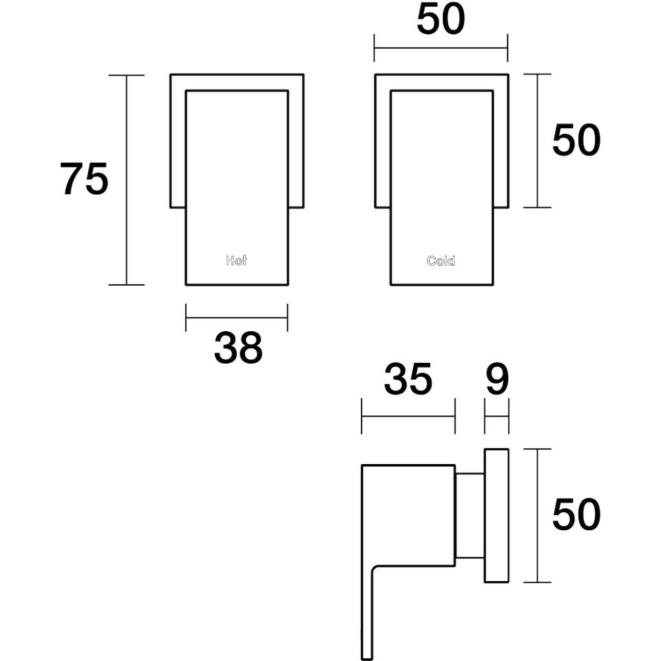 PAR Taps Burj Top Assemblies Wall Pair technical drawing (B20.082.1)