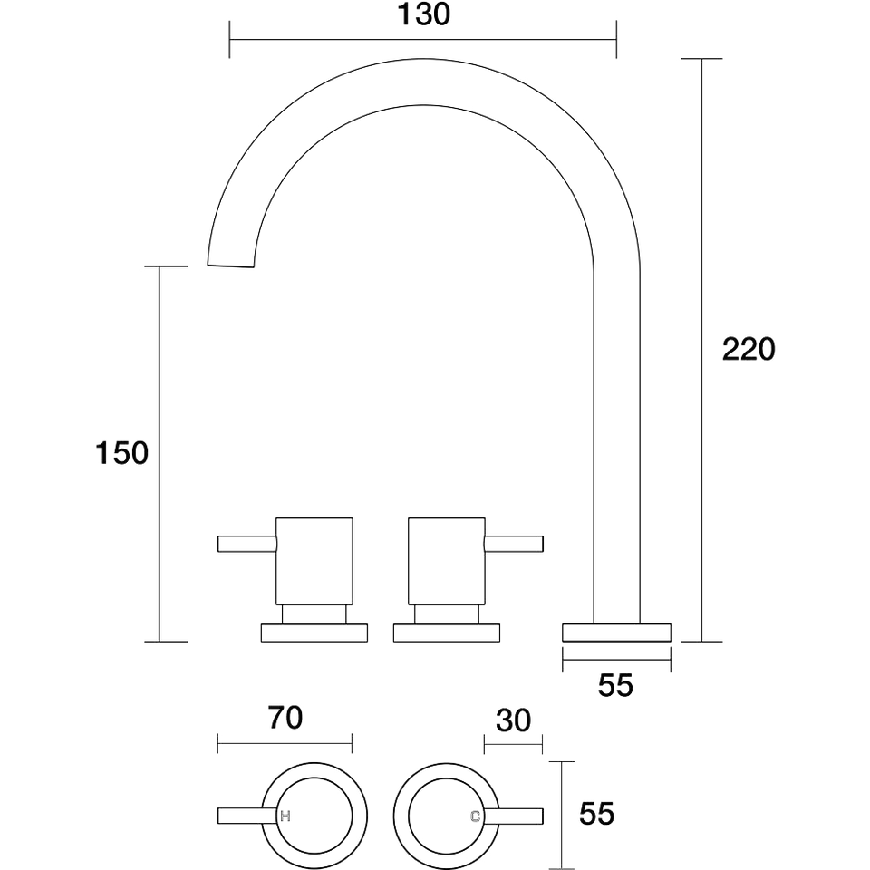 PAR Taps Lugano Basin Set Swivel Lever Ceramic Disc technical drawing (B22.011.1)