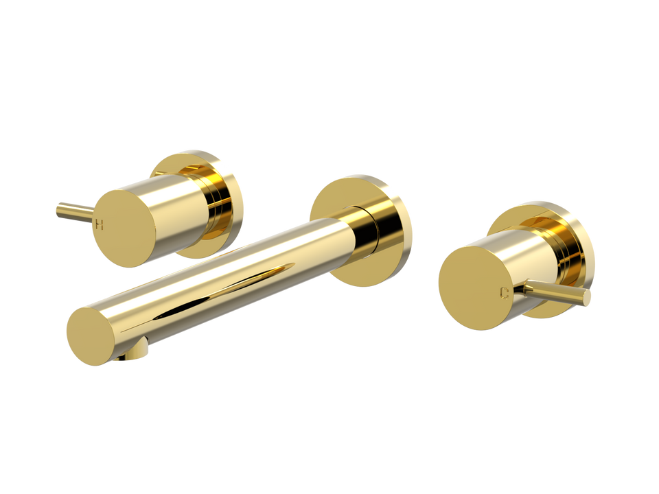 PAR Taps Lugano Wall Bath Set 200mm Fixed Lever Ceramic Disc - 23k Gold (B22.022.1.11)