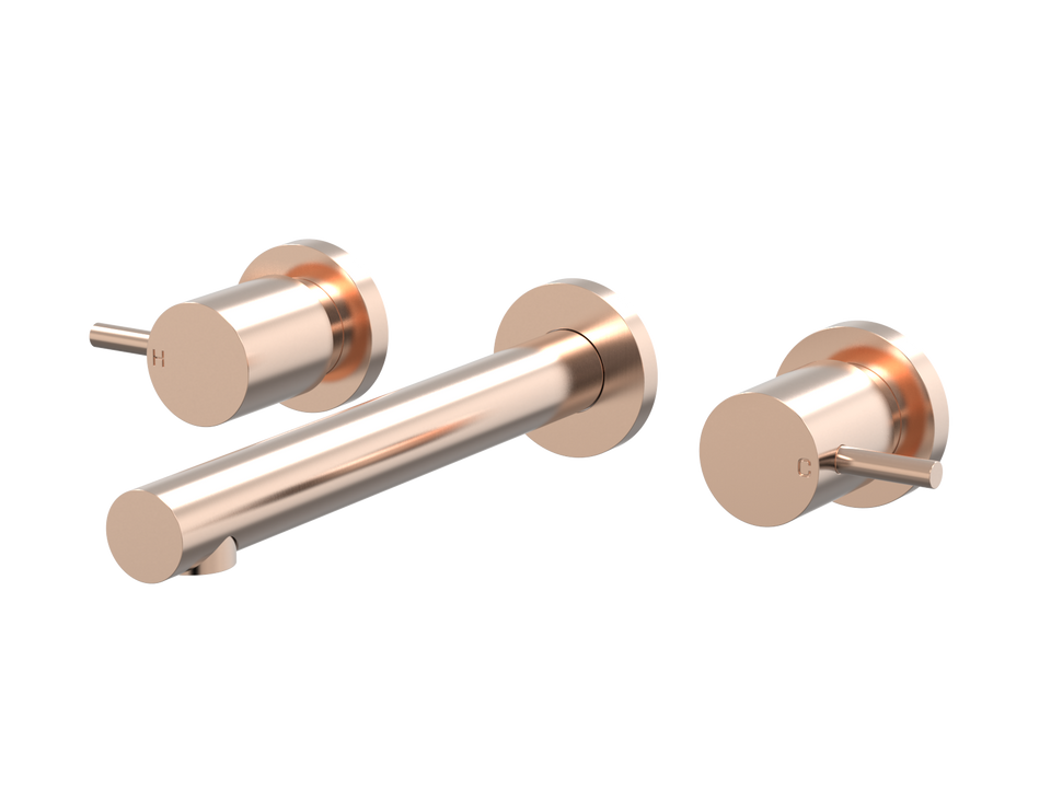 PAR Taps Lugano Wall Bath Set 200mm Fixed Lever Ceramic Disc - Brushed Rose Gold (B22.022.1.21)